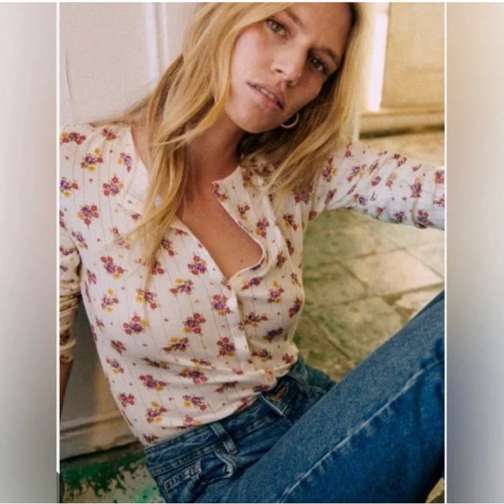 Sezane Floral Print Lenie T-Shirt XS